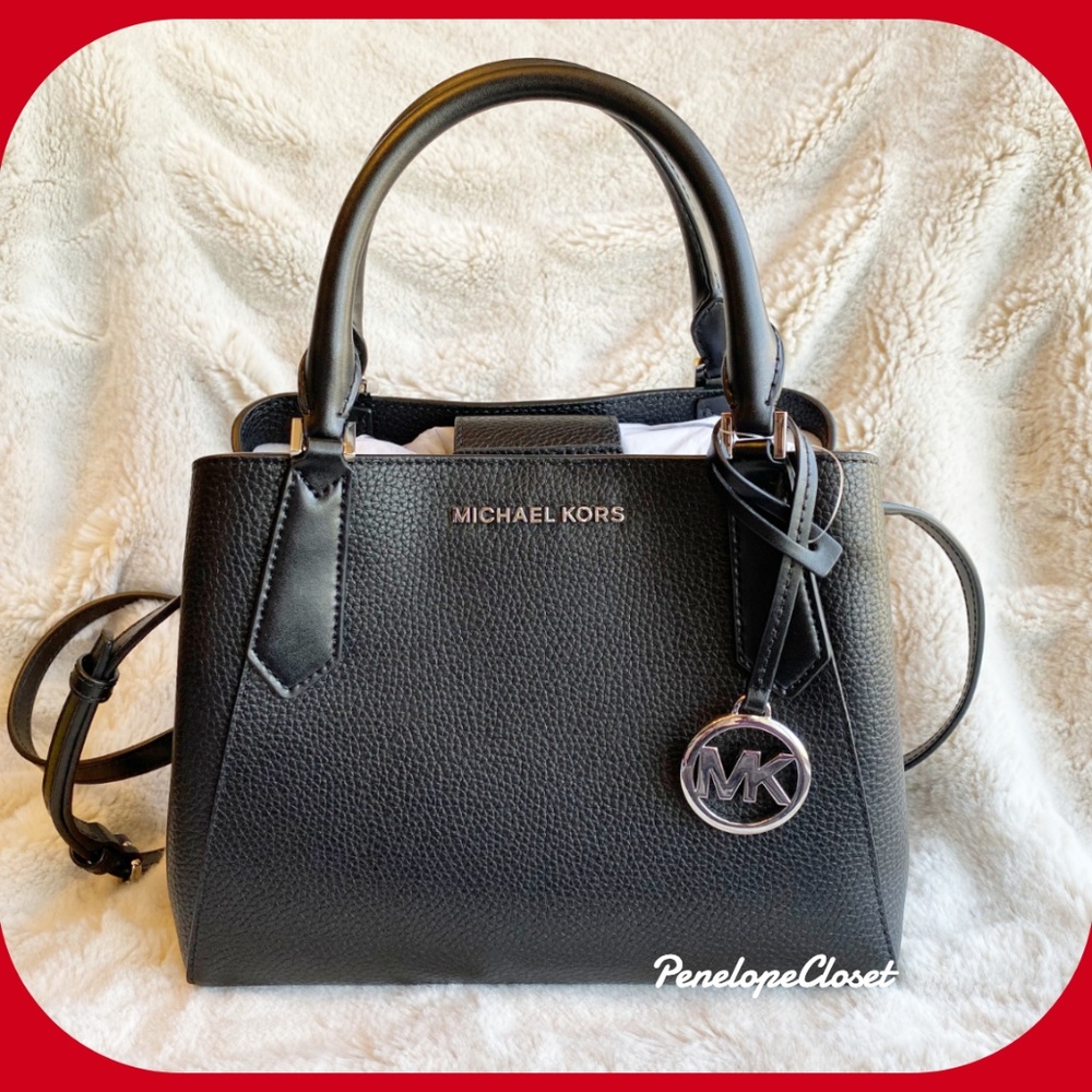 MICHAEL KORS KIMBERLY SMALL SATCHEL BAG BLACK